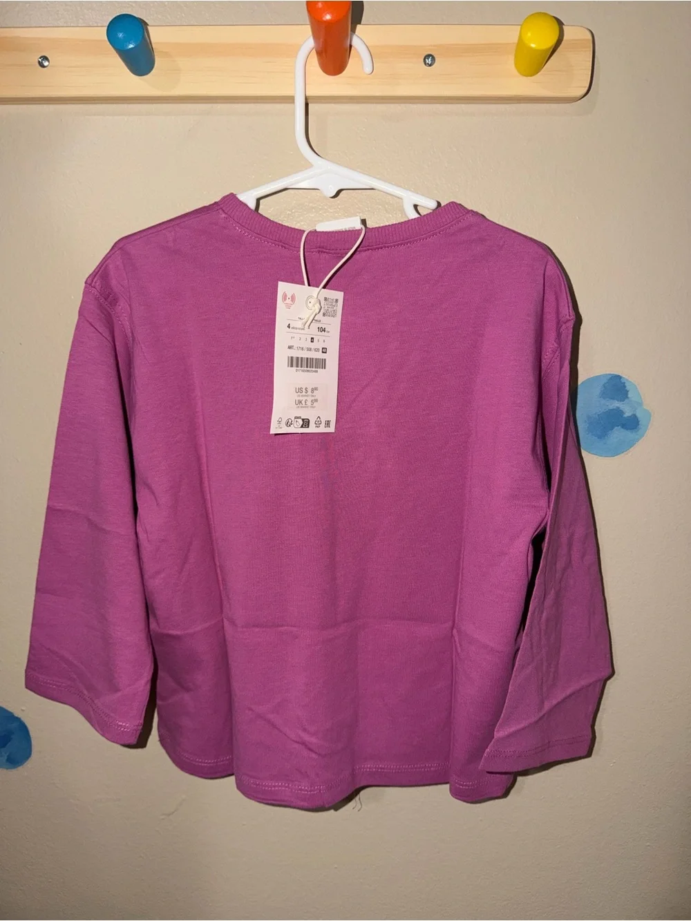Zara Girls' Long Sleeve Purple Heart Tee